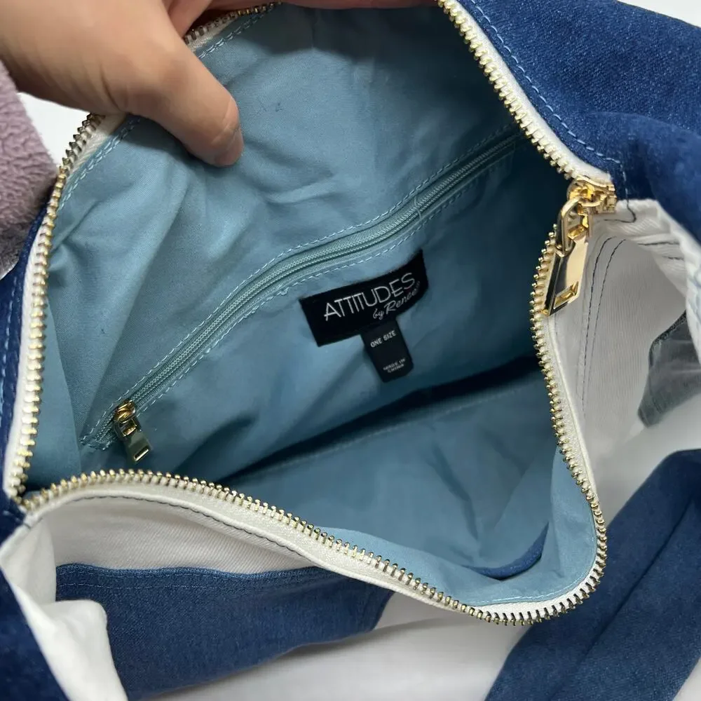 Attitudes by Renee Denim Patchwork Shoulder Bag Denim Combo